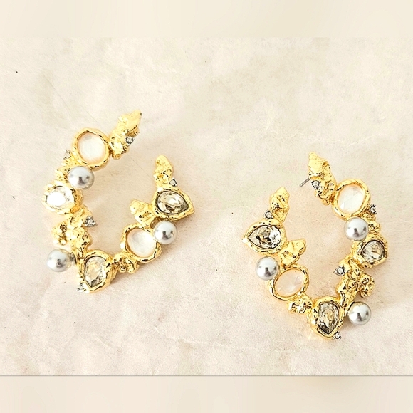 Alexis Bittar Jewelry - Alexis Bittar Molten Goldtone Frontal Hoop Pierced Earrings